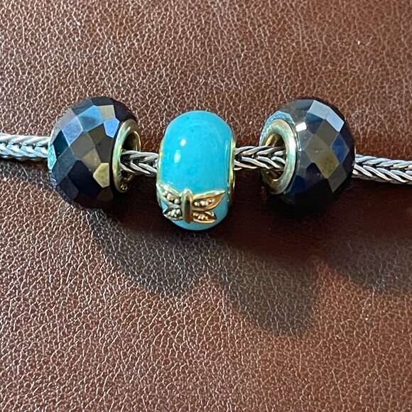 TWO Michael Valitutti Gems en Vogue barrel-shaped hematite charms 925 silver 18k - Picture 5 of 5